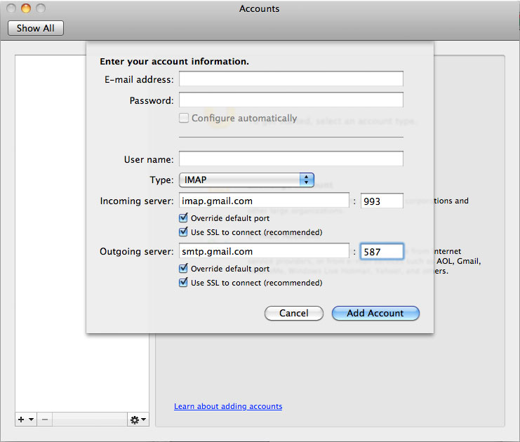 mac mail outgoing server settings